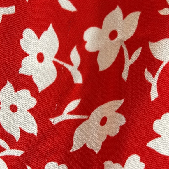 J Crew White Floral Wrap Flowy Red Dress - Picture 8 of 9